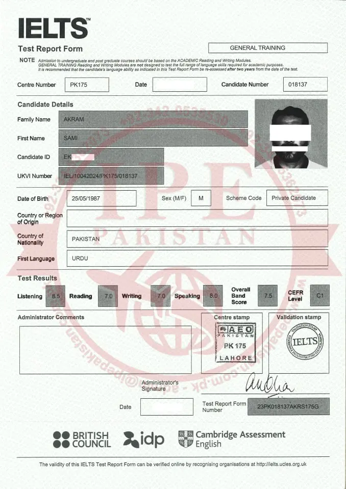 IELTS 7.5 Bands Result